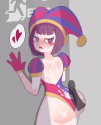2023 2d 2d_(artwork) 2d_artwork artist_request ass big_ass blush brown_hair cum cum_in_ass female glitch_productions gloves gooseworx heart jester jester_cap jester_costume jester_girl jester_hat jester_outfit looking_at_penis male penis penis_in_ass pomni pomni_(the_amazing_digital_circus) short_hair the_amazing_digital_circus thick_thighs white_body
