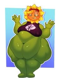 breasts buttersita electric_shock fat goggles hyper obese overweight plantie plants_vs_zombies popcap_games shirt solar_flare_(pvz) sunflower_(pvz) surprised