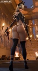 1girls 3d big_ass fortnite fortnite:_battle_royale highres lexa_(fortnite) looking_at_viewer panties partially_clothed princess_lexa_(fortnite) red_eyes smile smug superhentaimaster9000 sword thick_thighs thigh_squish thighhighs white_hair