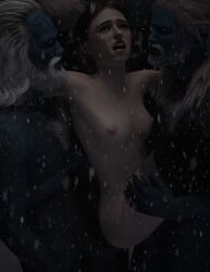 1girls 3boys 3d 3d_(artwork) anal arya_stark crying daz3d daz_studio game_of_thrones gangbang human interspecies interspecies_gangrape light-skinned_female light_skin maisie_williams mature mature_male monster monster_rape pin3d rape small_breasts snow straight tagme tears white_walker winter zombie