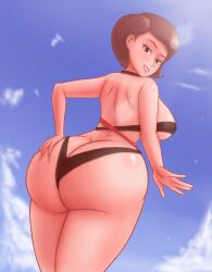 1girls alternate_costume alternate_version_available ass ass_focus big_ass big_breasts black_bikini breasts brown_eyes brown_hair bubble_ass bubble_butt dat_ass disney female female_only hand_on_butt helen_parr huge_ass looking_back mature mature_female mature_woman micro_bikini milf mother saf-404 saf404 saf_404 safartwoks safartworks short_hair smile solo solo_female the_incredibles thighs