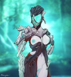 1girls 2d_(artwork) areolae belly big_breasts breasts dagath_(warframe) medium_breasts nipples searyn solo solo_female thick_thighs thighs tummy vagina warframe