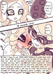 1boy 1boy1girl 1girls blush english_text female horny horny_female ikachangenema inkling inkling_boy kurumi_(ikachangenema) male/female marimo_(ikachangenema) nintendo octoling octoling_girl phone splatoon splatoon_3