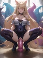 9_tails ahe_gao ahri ai_generated big_belly dildo dildo_in_pussy dildo_insertion k/da_ahri k/da_series league_of_legends nine_tailed_fox sex_toy solo stable_diffusion vaginal vaginal_penetration vastaya