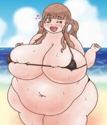 1girls animated beach big_breasts bikini blonde_hair breasts brown_eyes classicsonic2007 cleavage curvy fat female_focus female_only hi_res light-skinned_female light_skin long_hair looking_at_viewer navel obese overweight pose simple_background solo watermark wide_hips yankee_jk_kuzuhana_chan yuna_ushigome