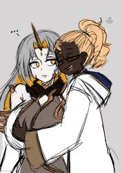 ... 2girls blonde_hair breast_grab closed_eyes coat colored_inner_hair dark-skinned_female dark_skin english_text expressionless female female_only fire_emblem fire_emblem_heroes grey_hair groping gullveig_(fire_emblem) horn hug i_love_you kiran_(fire_emblem) kiran_(fire_emblem)_(female) long_hair long_sleeves malena_(umeyiyo) molestation multicolored_hair multiple_girls nintendo questionable_consent short_hair text umeyiyo yellow_eyes yuri