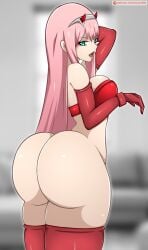 1girls aqua_eyes ass ass_focus ass_ou big_ass big_breasts big_thighs bottomless bra breasts bubble_butt busty curvy darling_in_the_franxx elbow_gloves fat_ass female gigantic_ass gloves huge_ass huge_thighs human large_ass large_thighs long_hair massive_ass naughty_face open_mouth pink_hair presenting presenting_butt solo standing thick_thighs thighhighs thighs voluptuous wide_hips zero_two_(darling_in_the_franxx) zonen404