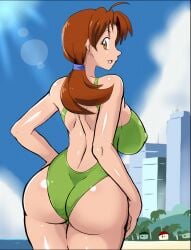 1boy 1girls animated animated_gif anus ass backside breasts brown_hair darm_engine dat_ass delia_ketchum_(pokemon) female female_focus gif mature_female milf mother nintendo pokemon pokemon_(anime) ponytail pov pussy sex swimsuit unseen_male_face vaginal_insertion vaginal_penetration vaginal_sex