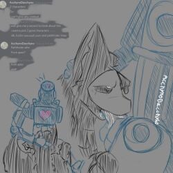 anonymous_artist apex_legends artist_request blowjob changed_(video_game) crossover cum electronic_arts holding_head male male_only non-human non-human_only pathfinder_(apex_legends) puro_(changed) respawn_entertainment robot robotic_arm robotic_legs sketch weird_crossover wolf wolf_ears wolf_tail