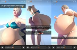 3d 3d_(artwork) beach belly belly_bulge big_belly big_belly_bulge big_breasts blonde_female blonde_hair breasts diskdata disproportional hyper_belly hyper_pregnancy light-skinned_female light_skin oral_vore original original_character pregnant pregnant_female pregnant_pred sequence snapchat social_media soft_vore swimsuit vore vore_belly