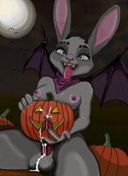 absurd_res ahe_gao ambiguous_gender animal_genitalia artist_name bat breasts character_name disney ejaculation female food fruit genitals hi_res intersex intersex/female intersex/intersex judy_hopps lagomorph leporid looking_pleasured mammal moon night penis plant pumpkin pumpkin_masturbation rabbit sheath skruff solo zootopia