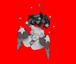 alternate_version_available animal_ears bracelet bracelets braces breast breasts female female_only laying_down monochrome nipple_stickers redhour_nsfw sharp_teeth stars stars_in_hair