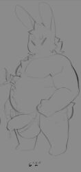 bunny bunny_ears chubby chubby_male fat fluffy moba_(artist) penis penis_out precum sketch tail