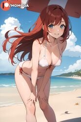 ai_generated beach bikini female looking_at_viewer m0m0gachiro medium_breasts smile solo