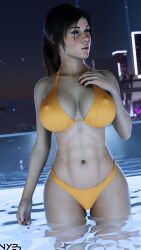 3d ass big_ass big_breasts bikini breasts british british_female lara_croft lara_croft_(survivor) nyes117 panties pinup solo tagme tomb_raider tomb_raider_(survivor) yellow_bikini