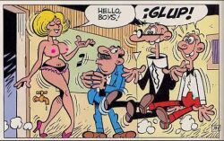 1girls 3boys bad_edit big_breasts blonde_hair closed_eyes color edit filemon_pi high_heels irma_(mortadelo_y_filemon) mortadelo mortadelo_y_filemon nipples official_art short_hair tagme topless vicente_(mortadelo_y_filemon)