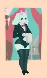 1boy 2d anthro anthro_male anthro_only ass bulge butler caprine deltarune deltarune_chapter_2 femboy furry furry_male furry_only goat horns humanoid humanoid_male humanoid_only male male_only mammal mammal_humanoid moba_(artist) ralsei ralsei_with_white_fur solo thighhighs undertale_(series)