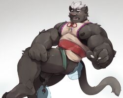 2022 absurd_res anthro asian_clothing ass ball biceps black_body black_fur black_nipples blush bodily_fluids claws clothing cum disembodied_hand east_asian_clothing felid finger_claws fur genital_fluids genitals green_sash hi_res leaking_cum makowolf1 male mammal muscular muscular_anthro muscular_male muscular_thighs nipples open_mouth pantherine pecs penis red_eyes red_sash robe sash shiso_(omyurice) simple_background solo_focus touching_butt vein veiny_muscles whiskers white_background white_clothing white_hair white_robe worried