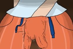 background black_background brown_background female female_only fingering fingering_self fucost game_freak hand_under_clothes hand_under_pants hand_under_shorts juliana_(pokemon) masturbating masturbation masturbation_under_clothes orange_pants orange_shorts pocket pockets pokemon pokemon_sv school_uniform shadow short_pants shorts simple_background uniform white_skin white_uniform