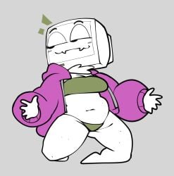 belly_button chubby chubby_belly chubby_female female female_focus female_only furry gamersupps green_lingerie green_top green_underwear presenting_belly presenting_breasts purple_jacket pyrocynical pyrocynical_tvhead_oc rule_63 smug smug_grin tv_head youtube youtuber