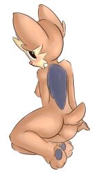 anthro back_view blush breasts butt canine elpatrixf eyelashes furry hi_res lillipup looking_at_viewer pokémon_(species) pokemon pokemon_(species) tail