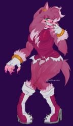amy_rose amy_rose_the_werehog boots bracelet breasts bulge bulge_in_panties claws cleavage ear_ring fucked_up_smosh furry futanari gloves grin muscular muscular_female panties sega sharp_teeth sonic_(series) spiked_boots torn_clothes werehog yiff