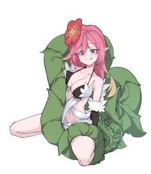 1girls 2d 2d_(artwork) barely_clothed belly belly_button bikini_top blue_eyes blush cleavage consensual_tentacles female female_only horny_female kneeling licking_lips midriff nipple_bulge pink_hair plant_tentacle pointy_ears rafflesia ready_to_fuck sole_female solo solo_female spread_legs sweat tartarie tentacle tentacle_around_leg tongue traptrix traptrix_rafflesia white_background