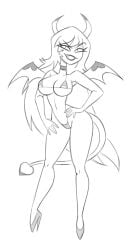 1girls bikini choker curvaceous curves curvy curvy_body curvy_female curvy_figure female_focus female_only greyscale heart-shaped_mole helluva_boss high_heels long_hair micro_bikini no_color samson_00 sketch small_bikini solo solo_female solo_focus succubus succubus_horns succubus_tail succubus_wings verosika_mayday_(helluva_boss) very_long_hair voluptuous voluptuous_female