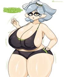 1girls booty_shorts breasts dolphin_shorts female huge_breasts inkling inkling_girl large_breasts light-skinned_female light_skin marie_(splatoon) nintendo short_hair short_shorts shorts splatoon splatoon_(series) sports_bra sportswear startop tentacle_hair thick_thighs wide_hips