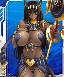 00s asagiri breasts brown_eyes brown_hair card_(blue-r) card_(medium) card_(r) covered_erect_nipples dark-skinned_female dark_skin egyptian eyfaal female female_focus huge_breasts lilith-soft long_hair nail_polish official_art solo taimanin_(series) taimanin_asagi taimanin_asagi_battle_arena taimanin_asagi_battle_arena_all_card_gallery taimanin_asagi_kessen_arena