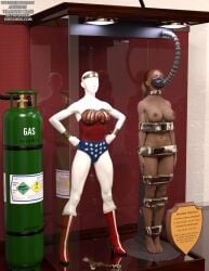 3d artemis_(dc) artemis_of_bana-mighdall bound bound_arms bound_legs completely_nude completely_nude_female dc dc_comics mannequin nude nude_female thejpeger trophy_case