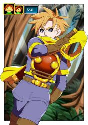 blonde_hair camelot clothing comic dragoonrekka french_text golden_sun isaac_(golden_sun) purple_eyes serious tagme text uncensored