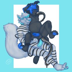 anthro cheshire feline floebean fur furry inflation stripes tentacle