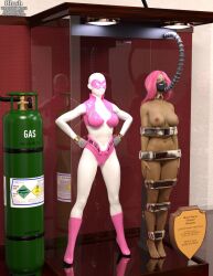 3d bound bound_arms bound_legs completely_nude completely_nude_female mannequin nude nude_female original pink_hair thejpeger trophy_case