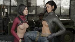 2girls 3d ada_wong ada_wong_(adriana) asian asian_female belly belly_button blender bob_cut breasts breasts_out british british_female brown_eyes call_of_duty call_of_duty_black_ops_cold_war capcom catfight chinese chinese_female clothing crossover duo duo_focus eastern_and_western_character female female_focus female_only fight fighting frankiely_spicy green_eyes helen_park_(cod) human indoor indoors kick kicking leather leather_gloves leather_harness leather_pants makeup mole mole_under_eye naked naked_female navel nipples nude nude_female pain pale-skinned_female pale_skin resident_evil resident_evil_4 resident_evil_4_remake ryona shirt shirt_lift shirt_pull shirt_up shock shocked shocked_expression short_hair smile smiling smiling_at_partner spy struggle struggling struggling_to_get_out turtleneck warehouse