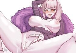 1girls areolae big_breasts breasts censor_bar censored censored_pussy cockroach_girl female female_only long_hair matara_kan matara_kan_(casual) monster_girl nipples pale-skinned_female pale_skin pink_hair pussy shinoillust solo vagina virtual_youtuber vshojo