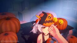 1girls 3d animated anna_anon female halloween male no_sound pumpkin_pie tagme video