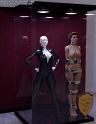 1girls 3d black_widow_(marvel) bodysuit bondage bound bound_arms bound_legs completely_nude completely_nude_female female female_only human human_only light-skinned_female light_skin mannequin marvel marvel_comics natasha_romanoff nude nude_female restrained solo stationary_restraints thejpeger trance trophy_case