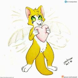 anthro anus bat cute_expression cute_eyes dust:_an_elysian_tail felid feline female fidget_(elysian_tail) flying genitals hi_res legs_in_air mammal nimbat patreon_username pussy smile solo spread_legs spreading text url wings yordraw