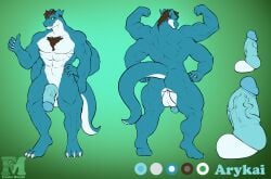 4_arms arykai_(arykai) big_ass big_penis blue_skin character_sheet fonkimonki furry gay gigantic_penis huge_cock hyper hyper_muscles hyper_penis large_penis lizard lizardman multi_arm multi_limb muscle muscles ref_sheet reference_image reference_sheet scalie thick_penis