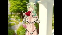 1girls 3d animated bikini bikini_bottom bikini_top breasts ceres_fauna chocolate_heart cow_bikini cow_ears cow_print hololive hololive_english hololive_english_-council- hololive_english_-promise- music sound suyakouta valentine's_day video virtual_youtuber