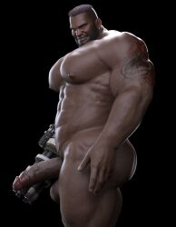 1boy 1human 1male 3d 3d_(artwork) 3d_model bara bara_tiddies bara_tits barazoku barret_wallace beard big_balls big_dick big_penis completely_naked completely_naked_male completely_nude completely_nude_male daddy dark-skinned_male dark_skin final_fantasy final_fantasy_vii final_fantasy_vii_remake gun_arm huge_cock hung machine_gun male male_focus male_nipples male_only manly melanin muscular_male nipples nsfwmaker nude pecs penis solo solo_focus solo_male square_enix thick_penis veiny_penis