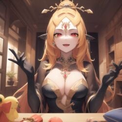 1girls ai_generated big_breasts black_sports_bra breasts clothing female female_only happy long_hair midna nintendo ruptuorie shorts solo the_legend_of_zelda twili_midna twilight_princess