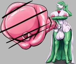 1futa absurdres animal_genitalia anthro bar_censor blush boots breasts censored close-up cock_pointing_towards_viewer commentary english_commentary fellatio_gesture female full_body futa_only futanari gardevoir green_hair green_thighhighs grey_background highres horsecock horsecock_futanari huge_cock large_breasts low-angle_view mostly_nude no_humans penis pointless_censoring pokemon pokemon_(species) red_eyes simple_background solo standing thigh_boots thighhighs tongue tongue_out unhingedd01 very_long_penis