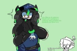 aura_(cordero_dibuja) big_boobs big_butt black_hair cap cordero_dibuja ernestosan24834 furry green_hair hedgehog sonic.exe tall thick_ass thick_thighs tiny_breasts yellow_eyes