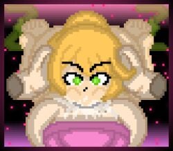 1futa 1girls alisha_ahsila ass blonde_hair cheeks_full cum cum_in_mouth feet fellatio futa_on_female futanari green_eyes hands_on_head holding_head hoodie hoodie_only pixel_art self_upload z!betty zixy