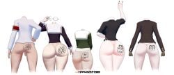 3d ass ass_chart ass_comparison ass_focus big_ass blender body_writing both_sexes_in_same_situation danganronpa danganronpa:_trigger_happy_havoc female fujisaki_chihiro fukawa_touko harubug human junko_enoshima kiyotaka_ishimaru male mukuro_ikusaba multiple_boys multiple_girls penis