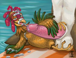 2011 anthro chicken chicken_joe ferality gay interspecies male male_only nude penis surf's_up tagme