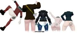 2girls 3boys 3d ass ass_chart ass_comparison ass_focus big_ass blender body_writing danganronpa danganronpa_v3 gokuhara_gonta harubug harukawa_maki kiibo ouma_kokichi shirogane_tsumugi