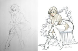 1girls emma_frost female female_only mario_chavez marvel solo watermark white_queen x-men